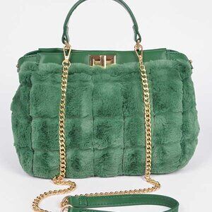 Stylish green or orange fur Handbag